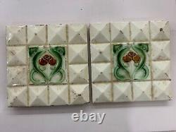 2 Pc Art Deco Tiles Rare Antique Vintage 6x6 Inches Collectible England/belgium