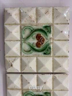 2 Pc Art Deco Tiles Rare Antique Vintage 6x6 Inches Collectible England/belgium