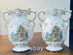 2 Vintage Royal Fenton Genuine Ware Staffordshire Vases England Discontinued 8H