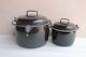 2 pc Vintage Rare Black Enamel Pot Old England Enamel Kitchen Collectible BP-59
