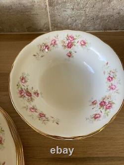 33pc Duchess Bone China June Bouquet Pink Rose Floral Dinner set For 6