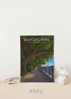 Bishops Park Fulham London Travel Poster Framed Vintage Bucket List Prints