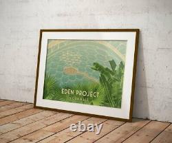 Eden Project Cornwall Travel Poster Framed Vintage Bucket List Prints