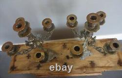 Five Arm Brass Candle Sticks Made In England Pair Of Five Arm Antique Vintage