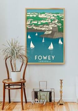 Fowey Cornwall Travel Poster Framed Vintage Bucket List Prints
