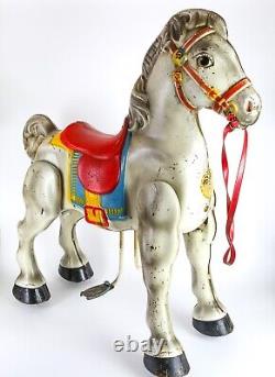 Mobo, England Vintage Tin Metal Collectable Childs Ride-on Bronco Horse Toy