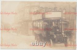 Old Postcard Motor Bus At Sandown Isle Of Wight Real Photo Vintage 1905-10