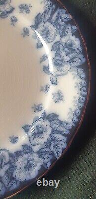 Pair vintage Furnival England 373943 English Rose Blue & White plates Edwardian