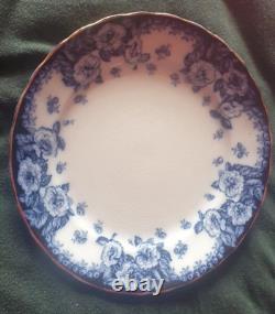 Pair vintage Furnival England 373943 English Rose Blue & White plates Edwardian