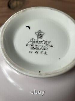 Rare Pretty Pink & Gold Vintage 17pc Fine Bone China Adderley England Tea Set