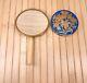 Rare Vintage Pygmalion Brass Set Hand Mirror and Powder Compact, Made in England