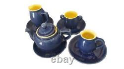 Rare vintage tea set Denby Cottage Blue England Small Stoneware, 1960s vintage