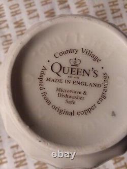 S/4 NEW QUEEN'S Mugs Coffee Cup COUNTRY VILLAGE England adapted from orig engrav
