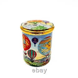 Staffordshire England Enamel Box Hand Painted'Ballooning' Vintage Collectible