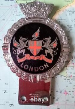Superb Vintage Car Mascot Badge Chrome Enamel London England Crest by Gaunt x