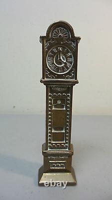 Unusual Vintage English Brass Miniature Doll House Grandfather Clock
