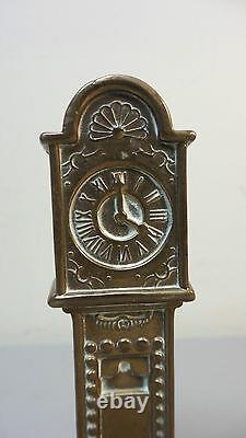 Unusual Vintage English Brass Miniature Doll House Grandfather Clock