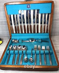 VINTAGE 44 Piece Mid Century CUTLERY CANTEEN by Monogram Sheffield England