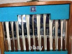 VINTAGE 44 Piece Mid Century CUTLERY CANTEEN by Monogram Sheffield England