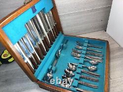 VINTAGE 44 Piece Mid Century CUTLERY CANTEEN by Monogram Sheffield England