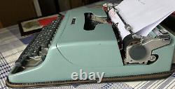 VINTAGE MADE IN ENGLAND- OLIVETTI LETTERA 22 TYPEWRITER BLUE. New Ribbon. VGC