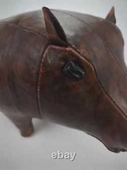 VINTAGE OMERSA Made in England Brown Leather Hippopotamus Footrest Abercrombie