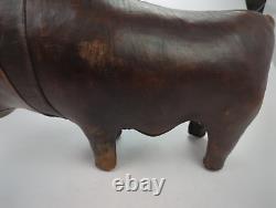 VINTAGE OMERSA Made in England Brown Leather Hippopotamus Footrest Abercrombie