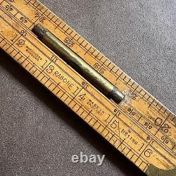 VINTAGE RABONE CHESTERMAN ENGLAND NO. 1190 WOODEN FOLDING RULE with BRASS LEVEL