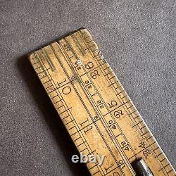 VINTAGE RABONE CHESTERMAN ENGLAND NO. 1190 WOODEN FOLDING RULE with BRASS LEVEL