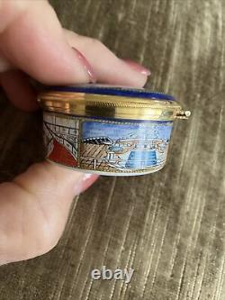 VTG Staffordshire Enamel Trinket, Made In England, Exclusive For Queen Mary 2