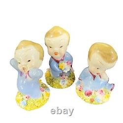 Vintage 1940s Wynken Blynken Nod Wade England Figurines Set 3 Porcelain Decor