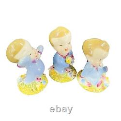 Vintage 1940s Wynken Blynken Nod Wade England Figurines Set 3 Porcelain Decor