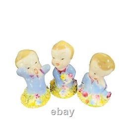 Vintage 1940s Wynken Blynken Nod Wade England Figurines Set 3 Porcelain Decor