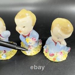 Vintage 1940s Wynken Blynken Nod Wade England Figurines Set 3 Porcelain Decor