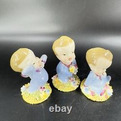 Vintage 1940s Wynken Blynken Nod Wade England Figurines Set 3 Porcelain Decor