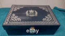Vintage 1977 Queen Elizabeth II Silver Jubilee Commemorative Blue Jewellery Box