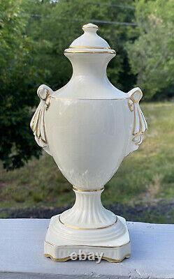 Vintage 20th C. England Empire Ware Glazed Ceramic Gilt Urn Neoclassical