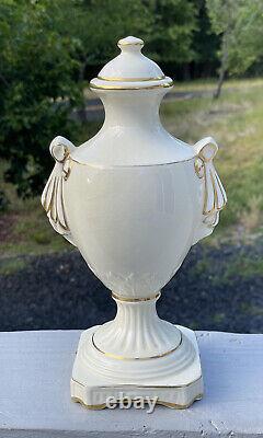 Vintage 20th C. England Empire Ware Glazed Ceramic Gilt Urn Neoclassical