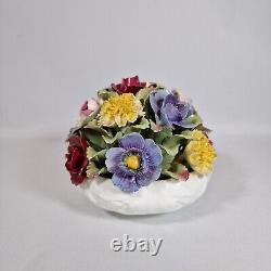 Vintage AYNSLEY Bone China Rose Flower Posy Bouquet in Bowl Basket Heavy 1.4kgs