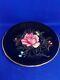 Vintage Aynsley Saucer Bone China Black Pink Cabbage Rose Gold Trim England RARE