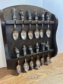 Vintage Beatrix Potter Spoons Set of 12 with Display Rack New England Collectors