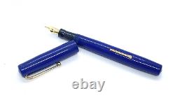 Vintage Blackbird 5275 Fountain Pen In Solid Blue Springy 14k Medium Nib England