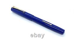 Vintage Blackbird 5275 Fountain Pen In Solid Blue Springy 14k Medium Nib England