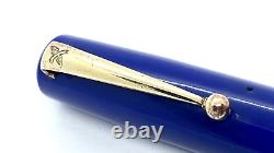 Vintage Blackbird 5275 Fountain Pen In Solid Blue Springy 14k Medium Nib England