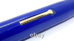 Vintage Blackbird 5275 Fountain Pen In Solid Blue Springy 14k Medium Nib England