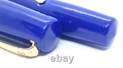 Vintage Blackbird 5275 Fountain Pen In Solid Blue Springy 14k Medium Nib England