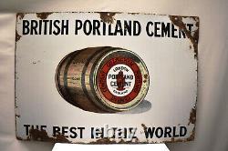 Vintage British Portland Cement Enamel Sign Porcelain Gillingham London England