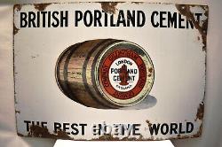 Vintage British Portland Cement Enamel Sign Porcelain Gillingham London England