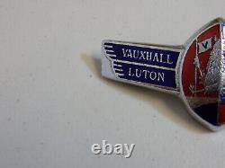 Vintage Chrome Enamel Vauxhall Motors Ltd Luton England Car Badge Auto Emblem