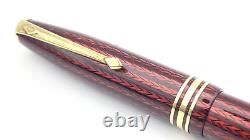 Vintage Conway Stewart 77 Fountain Pen In Red Herringbone 14k Broad Nib England